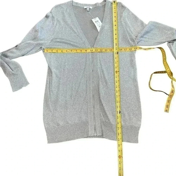 Cach’e Metallic Silver Zip Cardigan Size XL - Picture 3 of 7